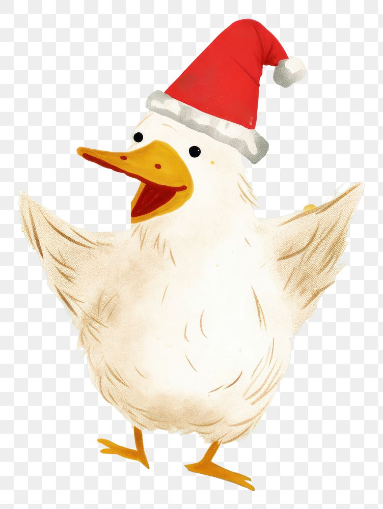 PNG A Happy dancing duck celebrating Christmas wearing Santa hat christmas animal winter. AI generated Image by rawpixel.