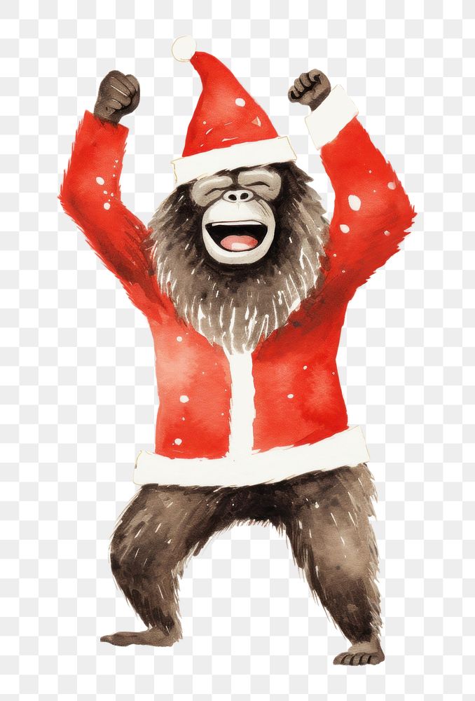 PNG Gorilla celebrating Christmas christmas mammal anthropomorphic. AI generated Image by rawpixel.