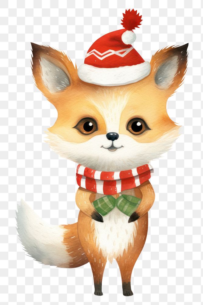 PNG A christmas animal character mammal fox white background. AI generated Image by rawpixel.