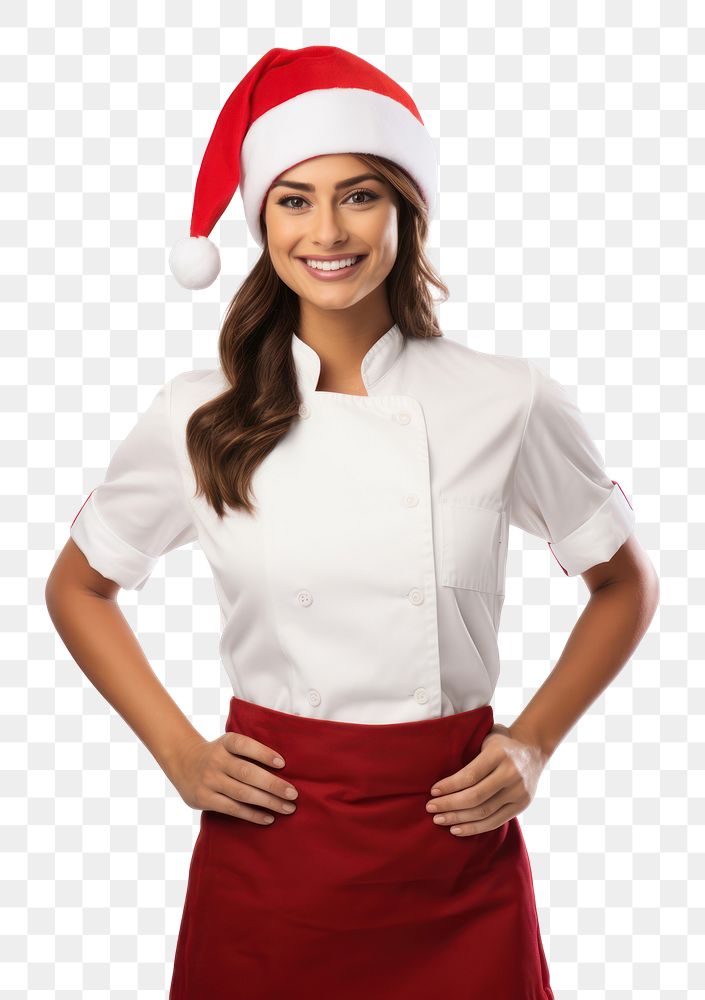 PNG Female chef christmas smile hat. AI generated Image by rawpixel.