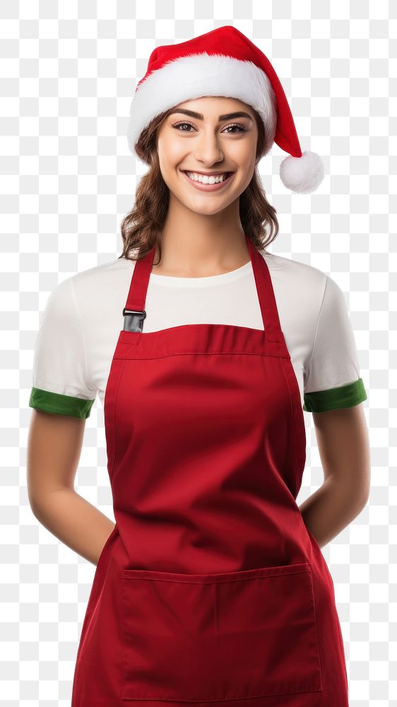 PNG Female barista christmas apron adult. AI generated Image by rawpixel.