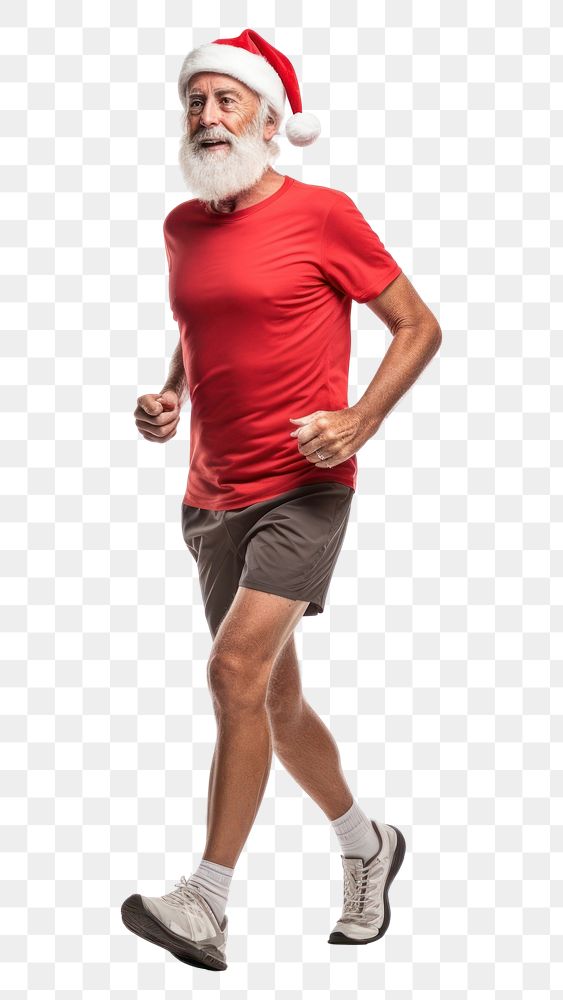PNG Senior men jogging footwear t-shirt shorts. AI generated Image by rawpixel.
