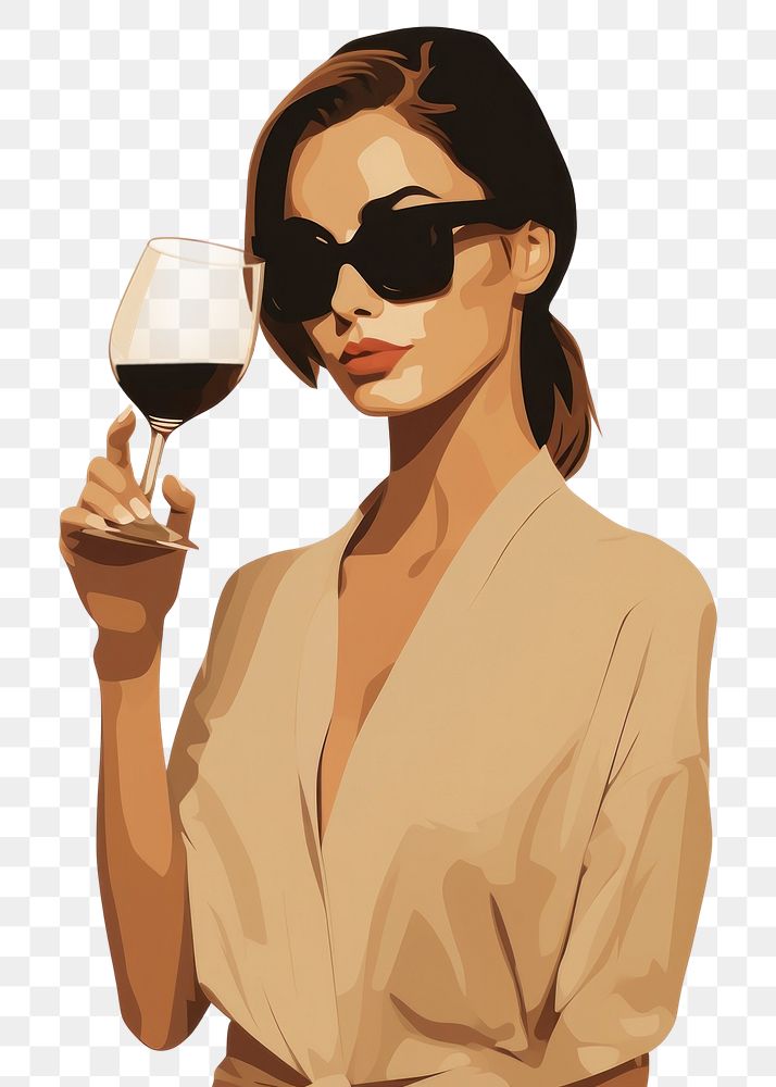PNG Portrait glass wine sunglasses. AI generated Image by rawpixel.