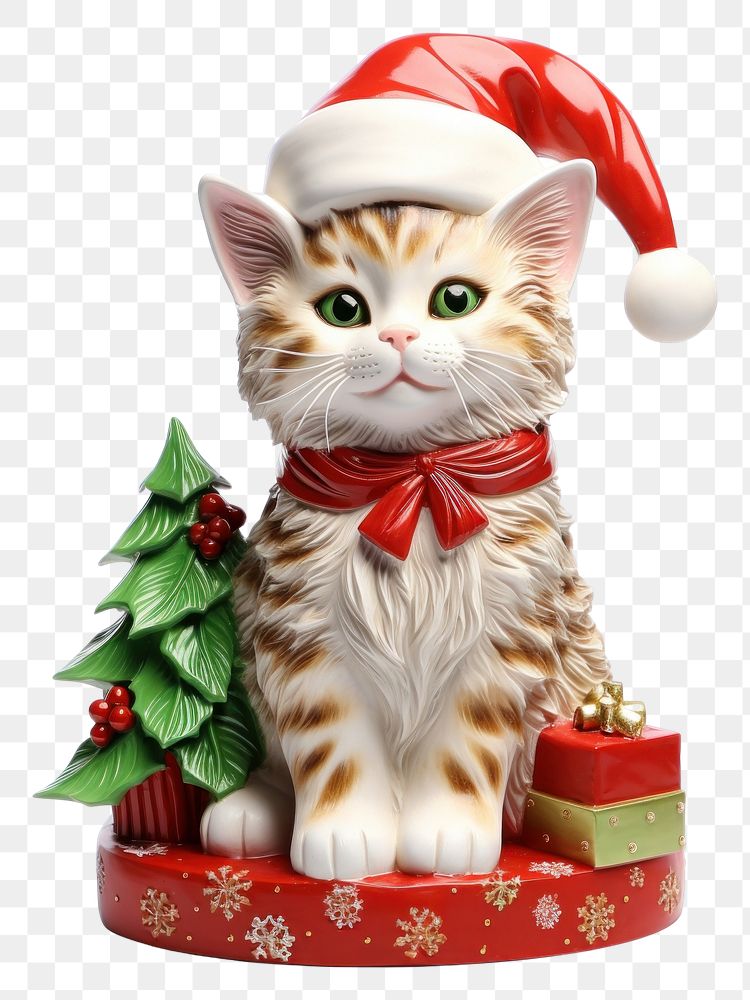 PNG  Cat christmas figurine mammal. AI generated Image by rawpixel.
