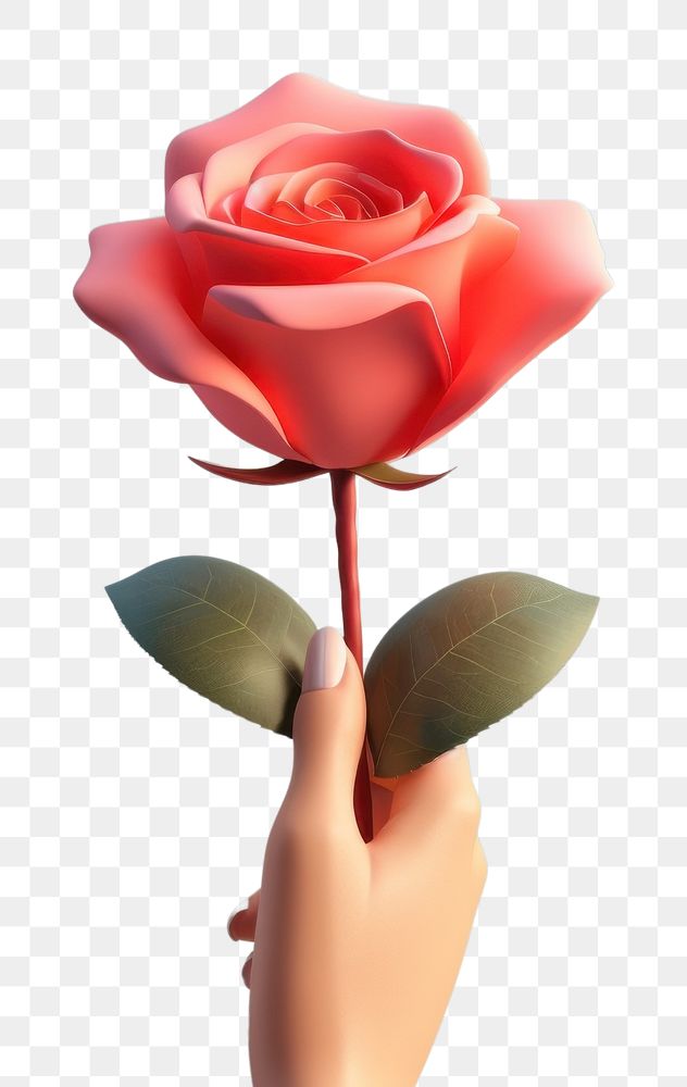 PNG Hand holding a rose flower petal plant. AI generated Image by rawpixel.