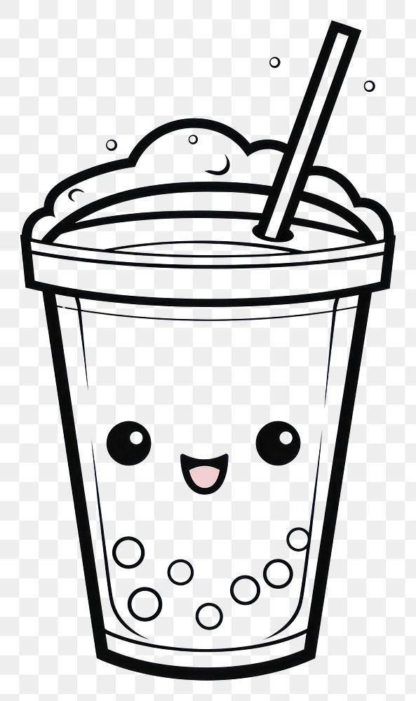PNG  Boba tea drawing cartoon drink. AI generated Image by rawpixel.
