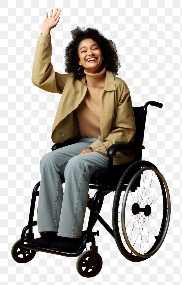 PNG Mixed raced woman wheelchair portrait adult. AI generated Image by rawpixel.