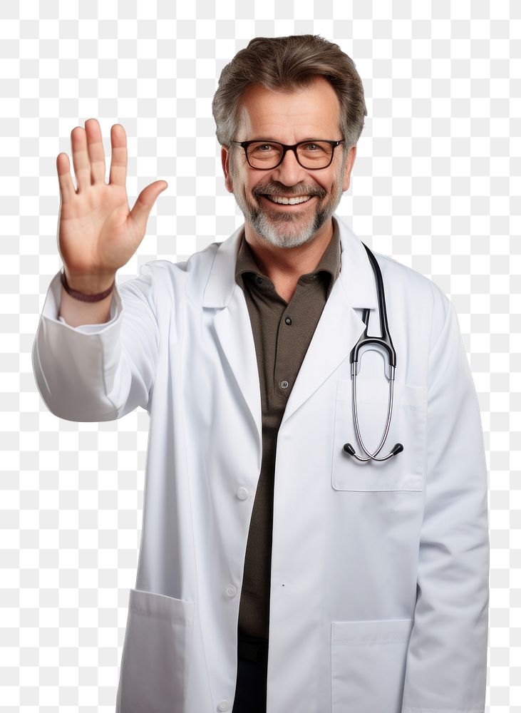 PNG Middle age man doctor portrait adult hand. AI generated Image by rawpixel.