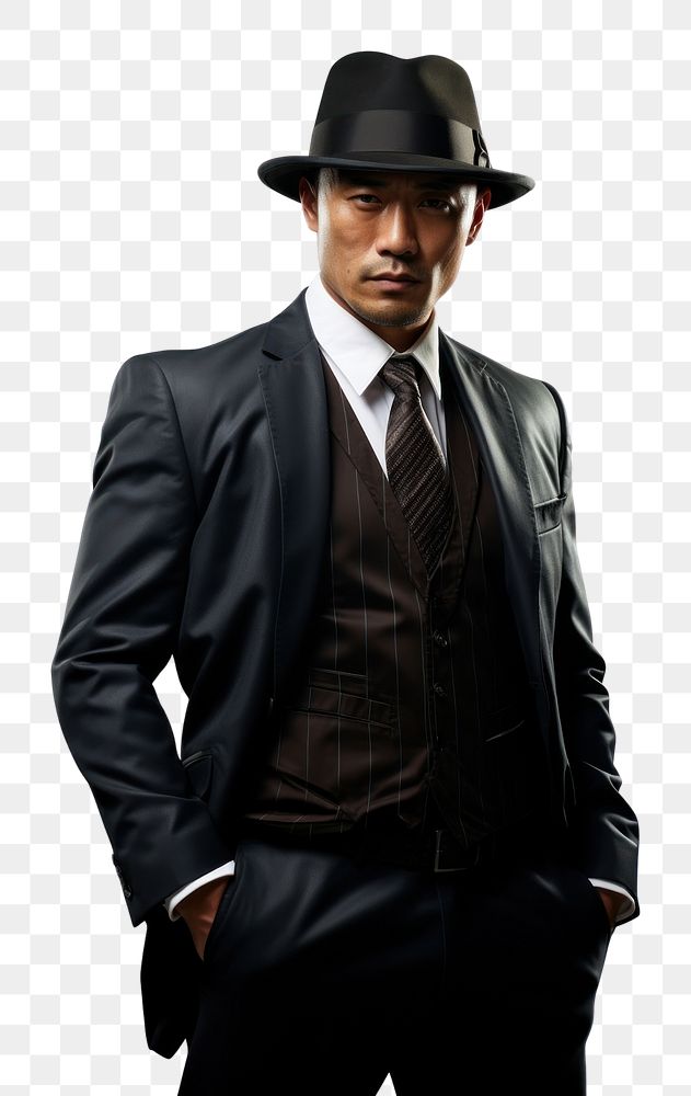 PNG Asian gangster portrait tuxedo adult. AI generated Image by rawpixel.