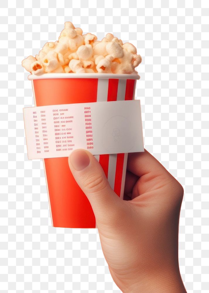 PNG Ticket popcorn holding snack. AI generated Image by rawpixel.