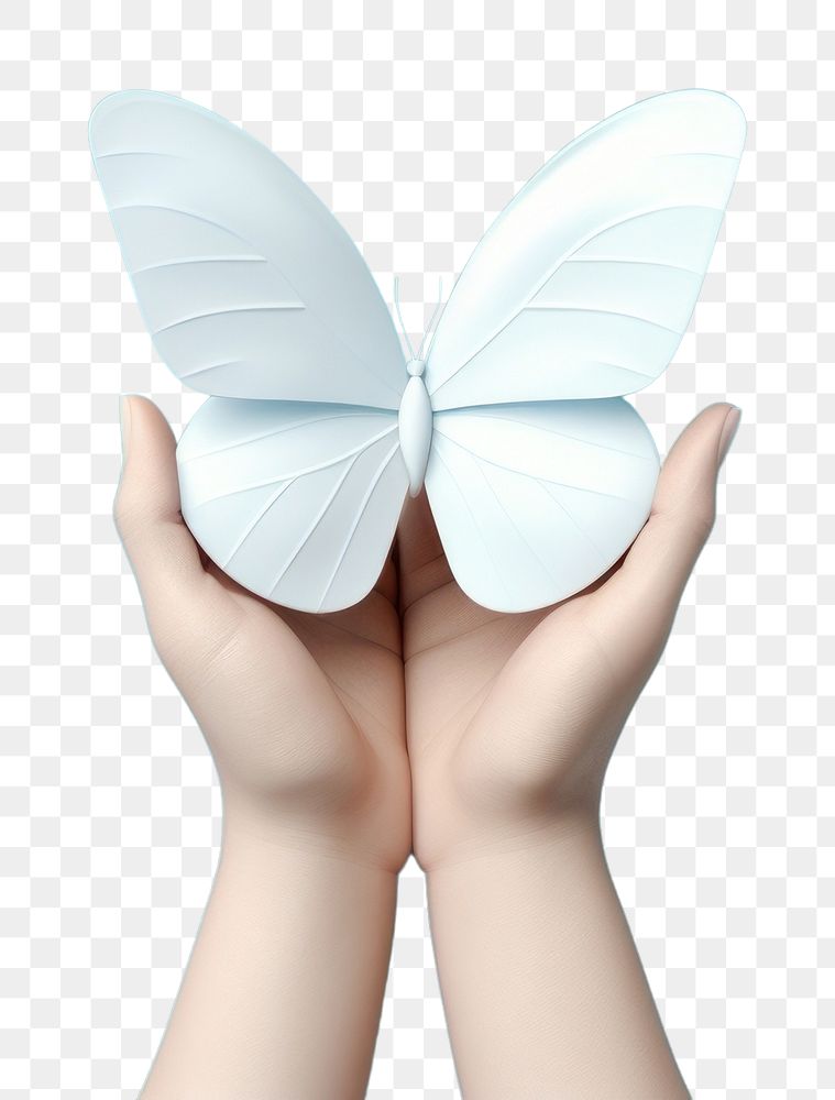 PNG Butterfly hand holding adult. AI generated Image by rawpixel.