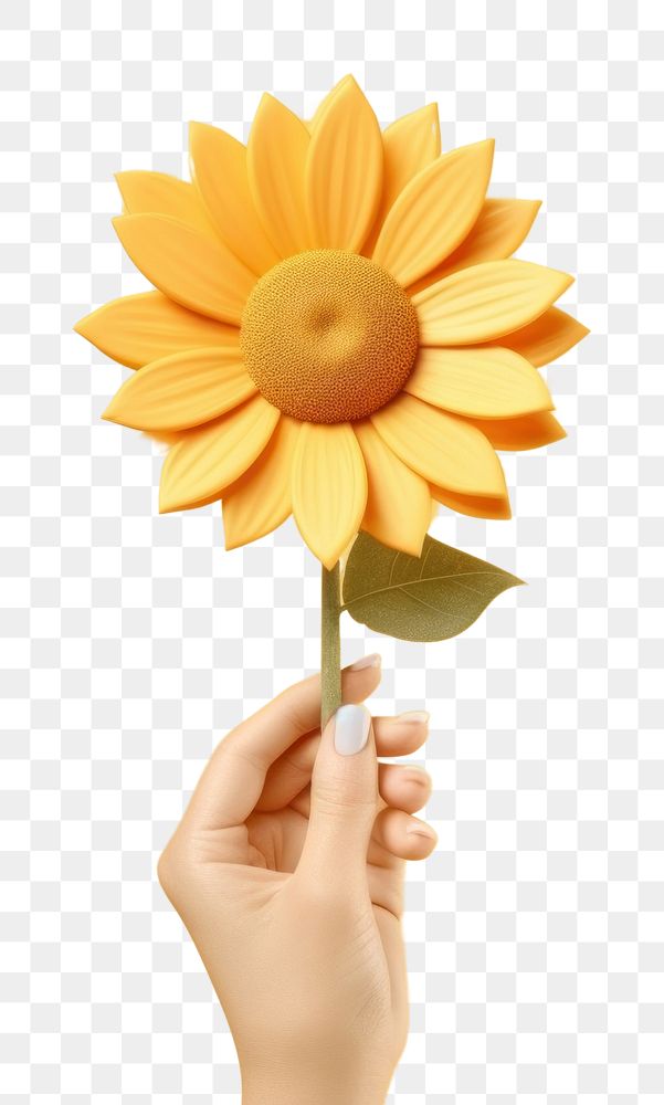 PNG Sunflower holding petal plant. AI generated Image by rawpixel.