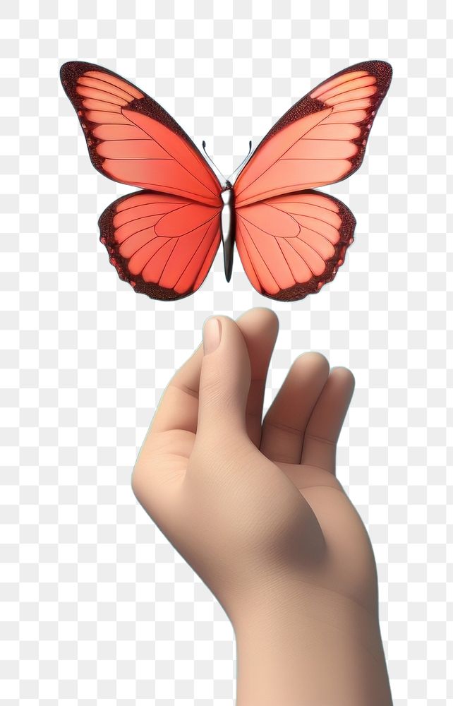 PNG Butterfly hand holding insect. AI generated Image by rawpixel.