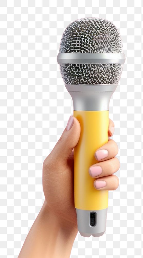 PNG Microphone holding hand performance. AI generated Image by rawpixel.