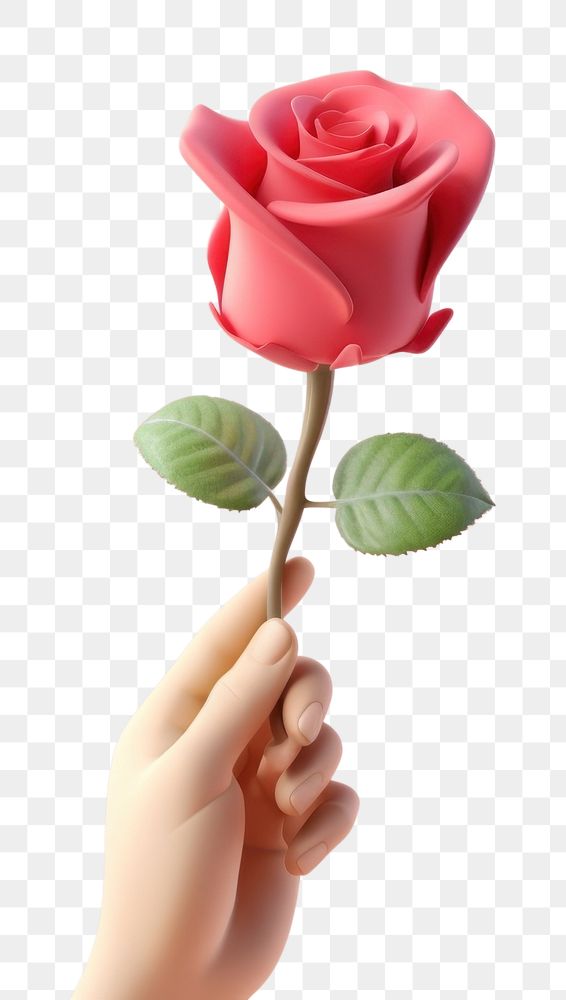 PNG Rose holding flower plant. AI generated Image by rawpixel.