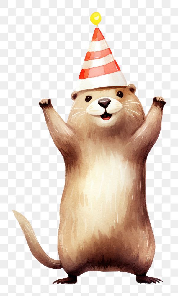 PNG  Otter dancing mammal animal party. AI generated Image by rawpixel.