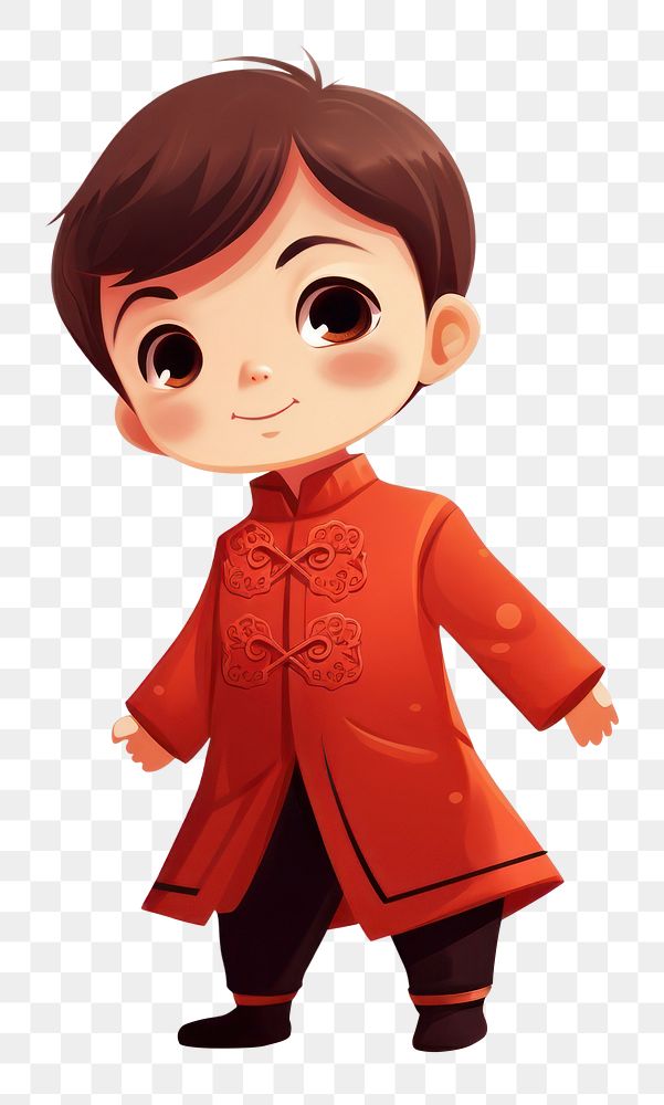 PNG Qipao Chinese little boy Chinese new Year cartoon. AI generated Image by rawpixel.