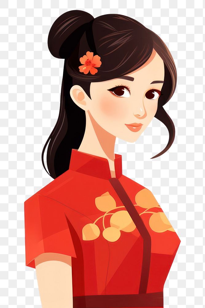PNG Qipao Chinese girl fashion kimono. AI generated Image by rawpixel.
