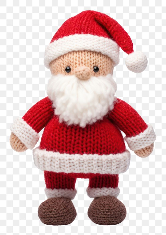 PNG  Knitted cute toy christmas doll white background. AI generated Image by rawpixel.