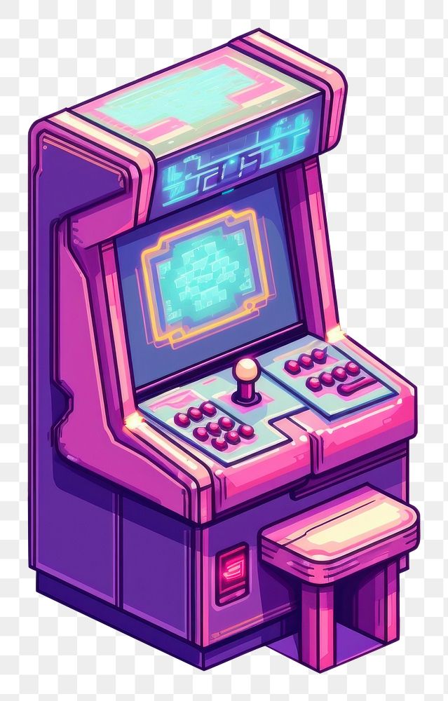 PNG Simple arcade game machine isolated purple technology gambling. AI generated Image by rawpixel.