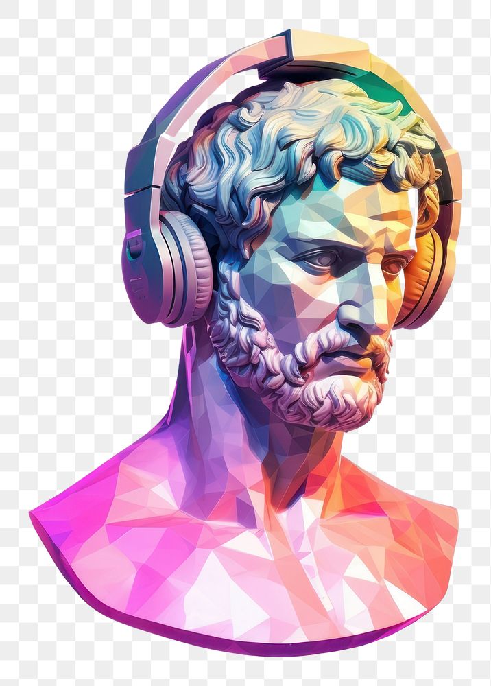 PNG Greek scupture wearing headphone headphones art headset. AI generated Image by rawpixel.