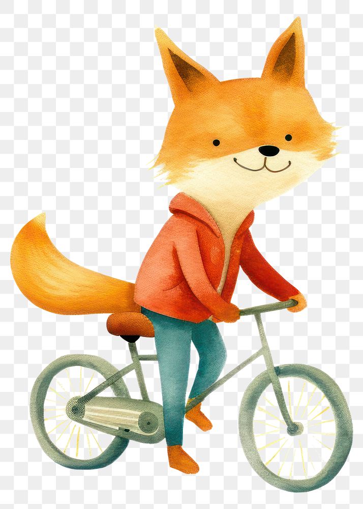 PNG Bicycle vehicle cycling fox. AI generated Image by rawpixel.