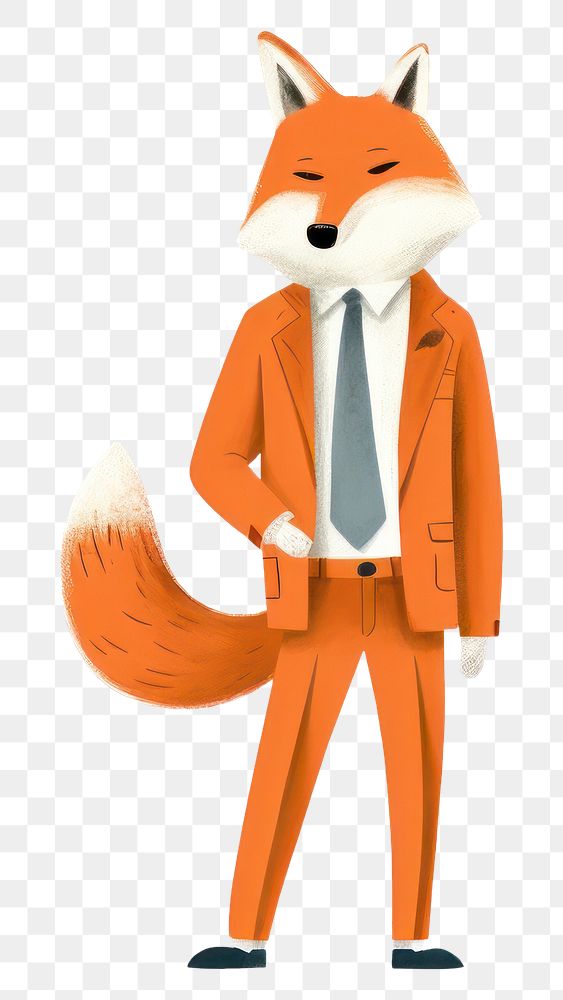 PNG Cartoon suit fox white background. AI generated Image by rawpixel.