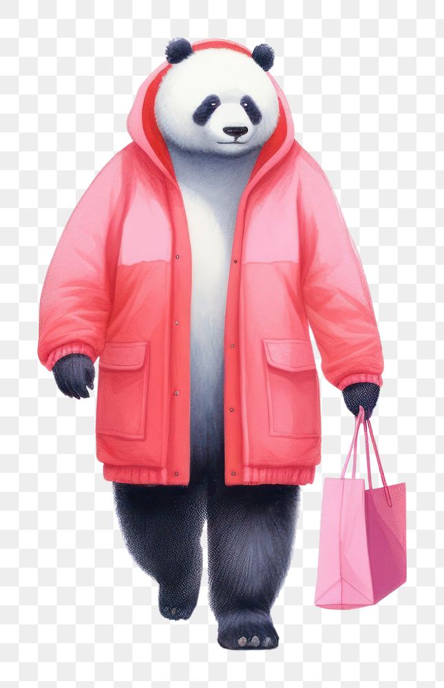 PNG Panda shopping coat cute representation. AI generated Image by rawpixel.
