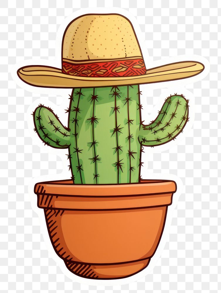 PNG  Potted cactus wearing cowboy hat plant representation houseplant. AI generated Image by rawpixel.