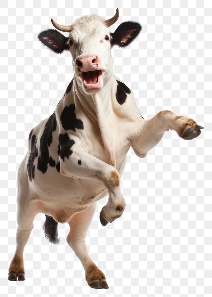 PNG Happy smiling dancing cow livestock mammal animal. AI generated Image by rawpixel.