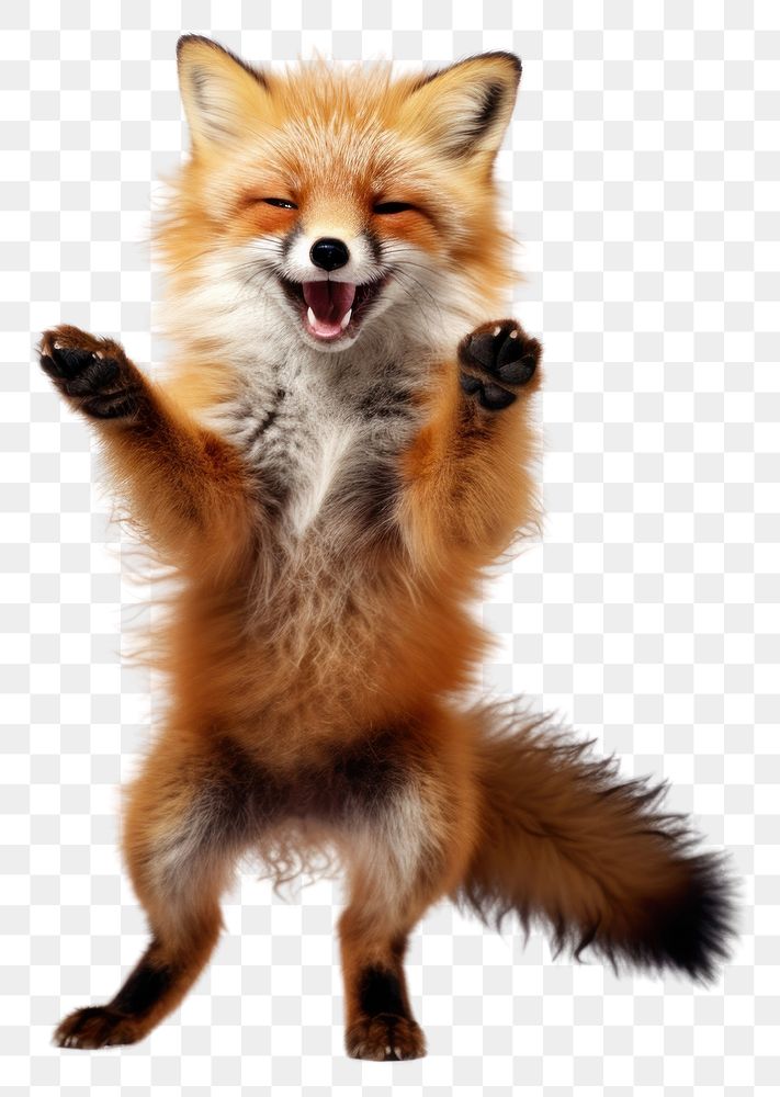 PNG Happy smiling dancing fox wildlife mammal animal. AI generated Image by rawpixel.