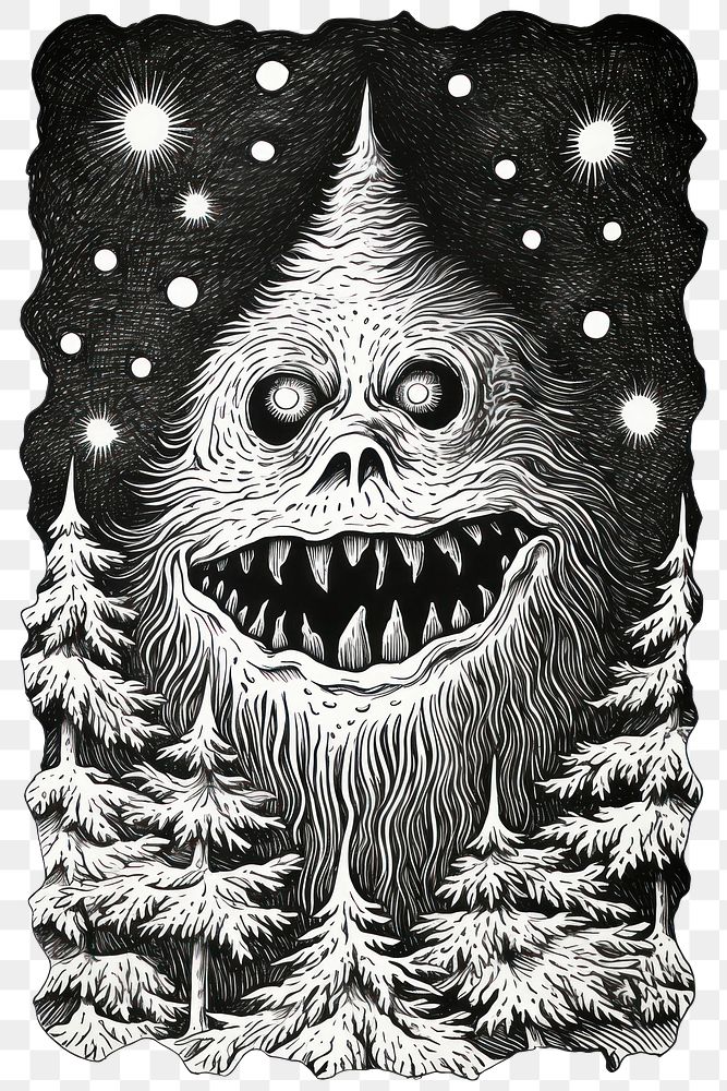 PNG Christmas tree monster drawing sketch art. AI generated Image by rawpixel.
