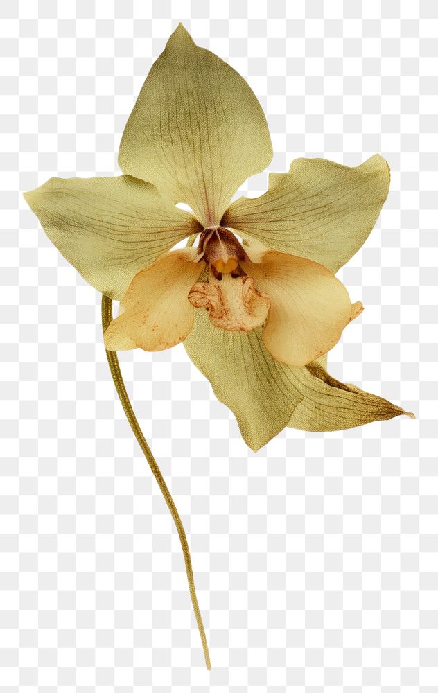 PNG Real Pressed a single green orchid flower petal plant. AI generated Image by rawpixel.