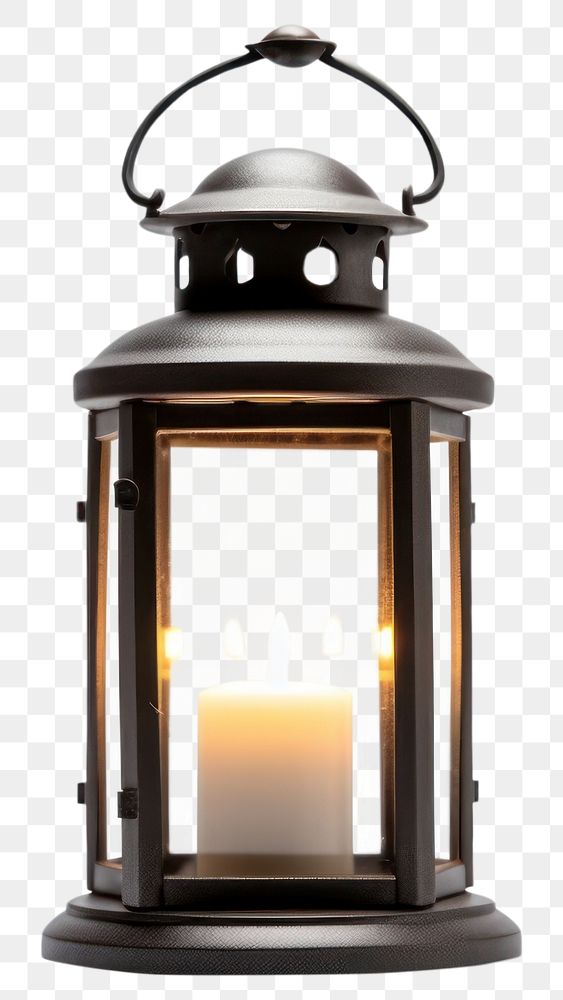PNG  A storm lantern lamp white background illuminated. AI generated Image by rawpixel.