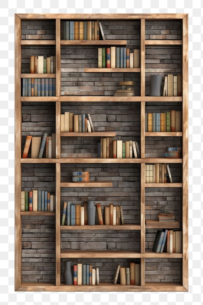 PNG  Furniture bookcase backgrounds bookshelf. AI generated Image by rawpixel.
