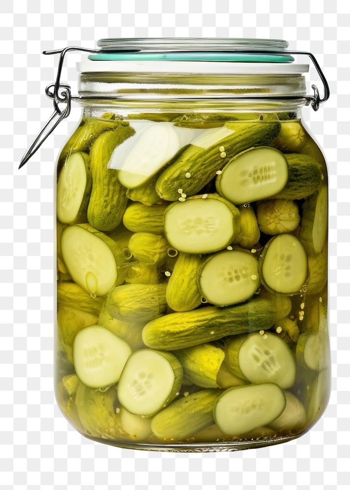 PNG  Pickled cucumbers food jar white background. AI generated Image by rawpixel.