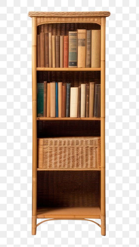 PNG  Furniture bookcase bookshelf wood. AI generated Image by rawpixel.