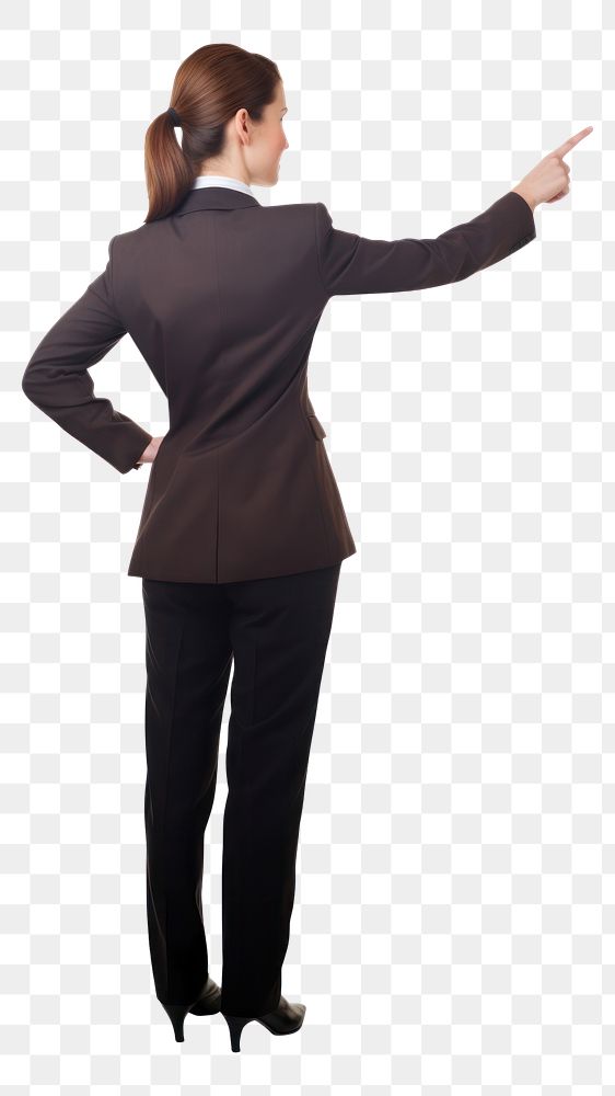 PNG  Office woman pointing finger standing adult white background. AI generated Image by rawpixel.