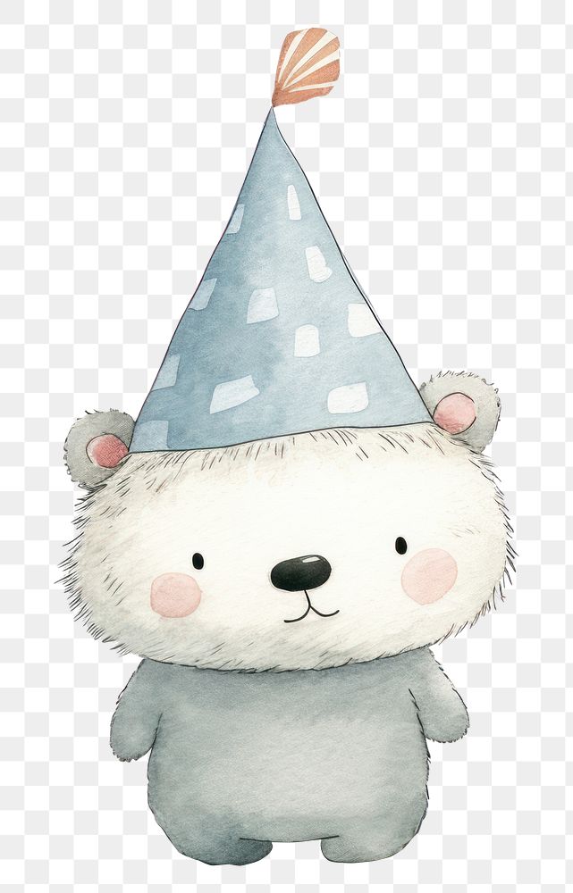 PNG  Bear wearing party hat cute representation celebration. AI generated Image by rawpixel.