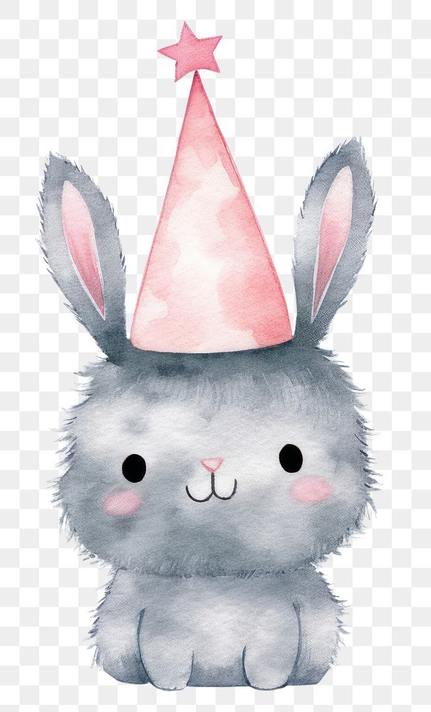 PNG  Rabbit wearing party hat animal nature cute. AI generated Image by rawpixel.