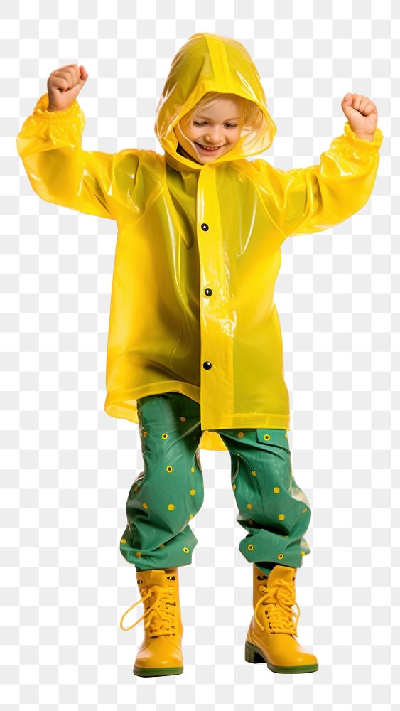 PNG  Kid wearing raining suit sweatshirt raincoat child. AI generated Image by rawpixel.