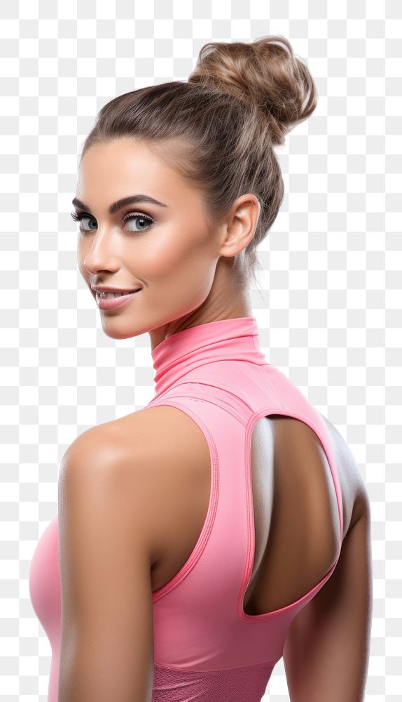 PNG  Fitness woman in sportswear with ponytail portrait adult photo. AI generated Image by rawpixel.