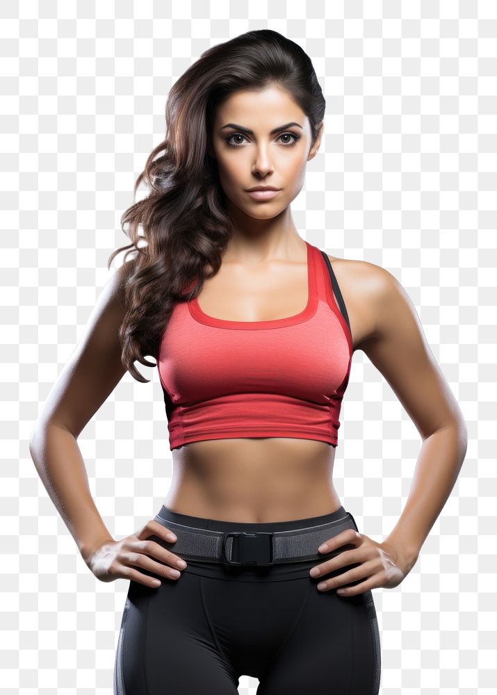 PNG  Fitness woman determination bodybuilding undergarment. AI generated Image by rawpixel.
