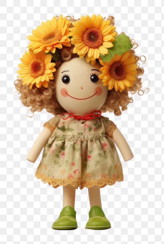 PNG Smile flower doll sunflower. AI generated Image by rawpixel.