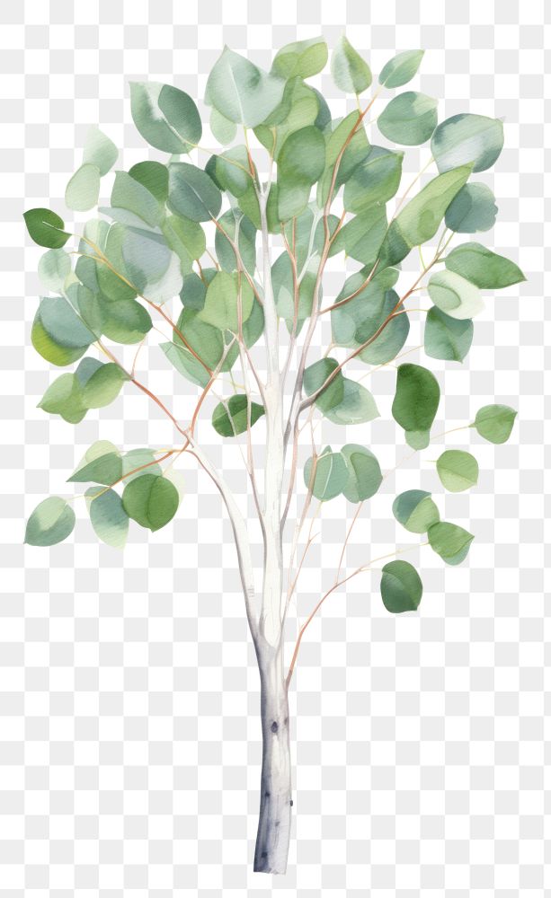 PNG eucalyptus tree, plants watercolor element, transparent background