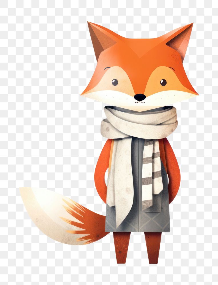 PNG Fox wearing scarf animal white background representation. AI generated Image by rawpixel.