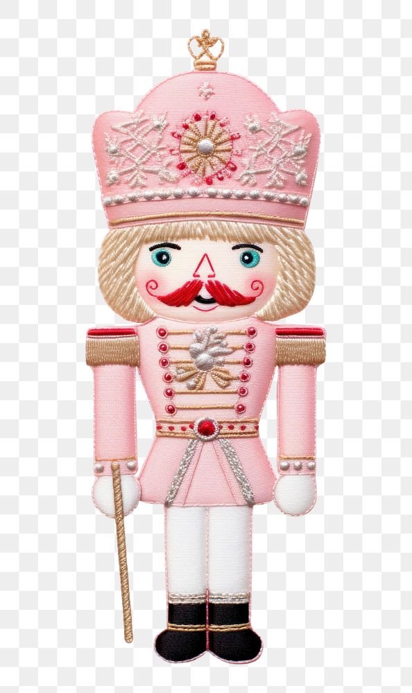 PNG A Nutcracker embroidery nutcracker toy white background. AI generated Image by rawpixel.