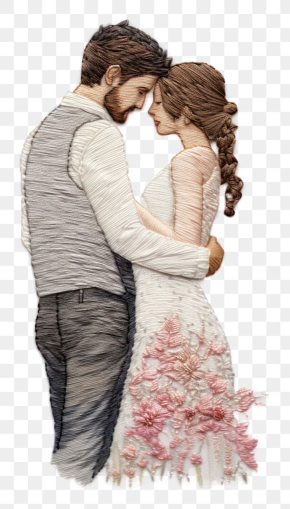 PNG Wedding couple wedding kissing drawing. AI generated Image by rawpixel.