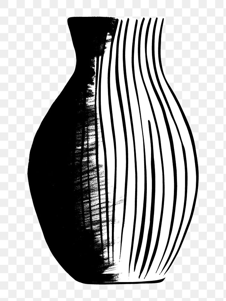 PNG Vase ceramic plant vase black white. AI generated Image by rawpixel.
