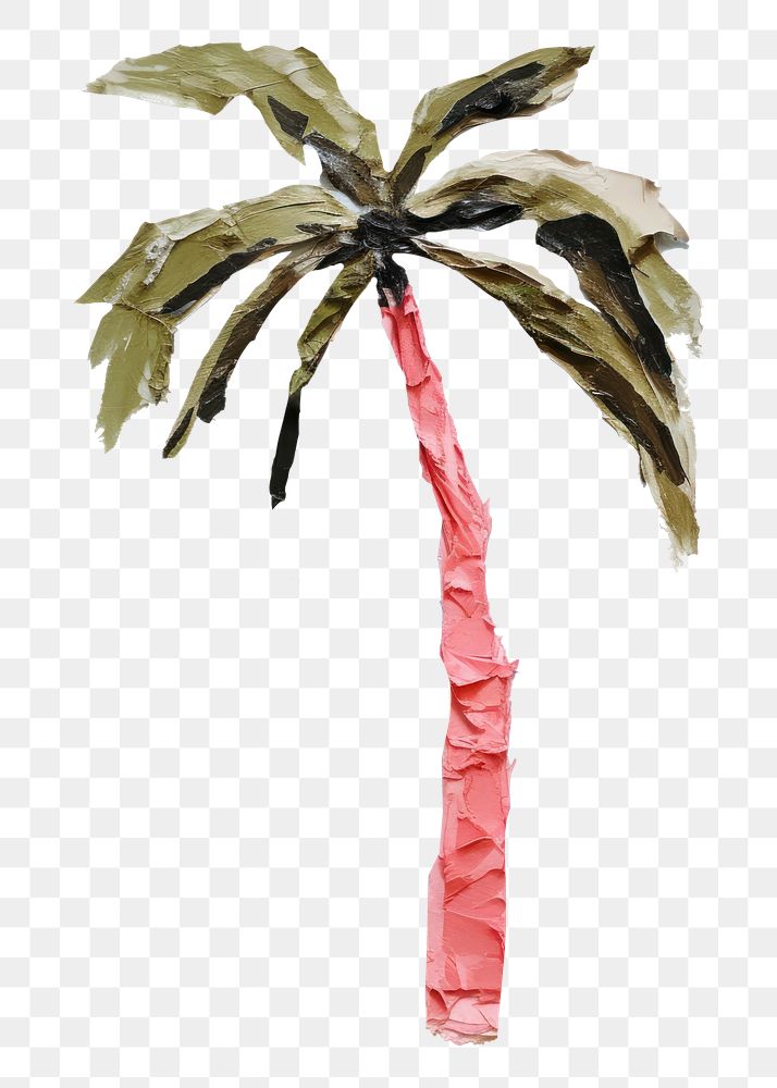 PNG Weird palm tree painting plant paper. AI generated Image by rawpixel.
